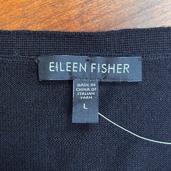 Eileen Fisher Black Sequin Knit Sleeveless Tank Merino Wool Top Capsule L - READ - Picture 2 of 8